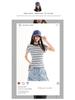 Retro Striped Slim Fit Cropped Short Sleeve T-shirt - Early Spring Petite Millennium Style