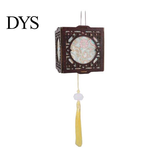 Chinese Lantern Making Kit DIY Vintage Palace for Kids, Style Wooden Frame Traditional Brocade Crafts, Material Set Mid-Autumn Festival Celebration