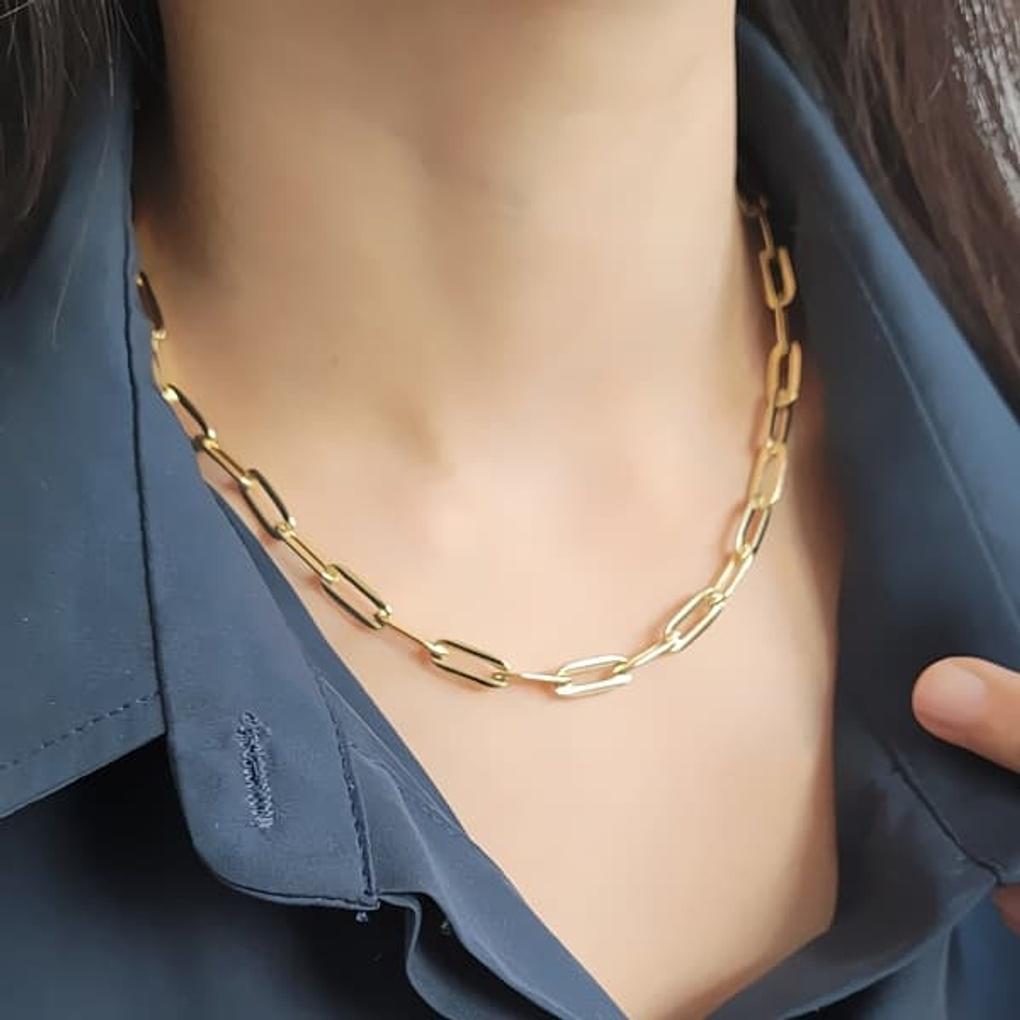 

Women s Daily 15K Gold Plated Square Chain Necklace gold
