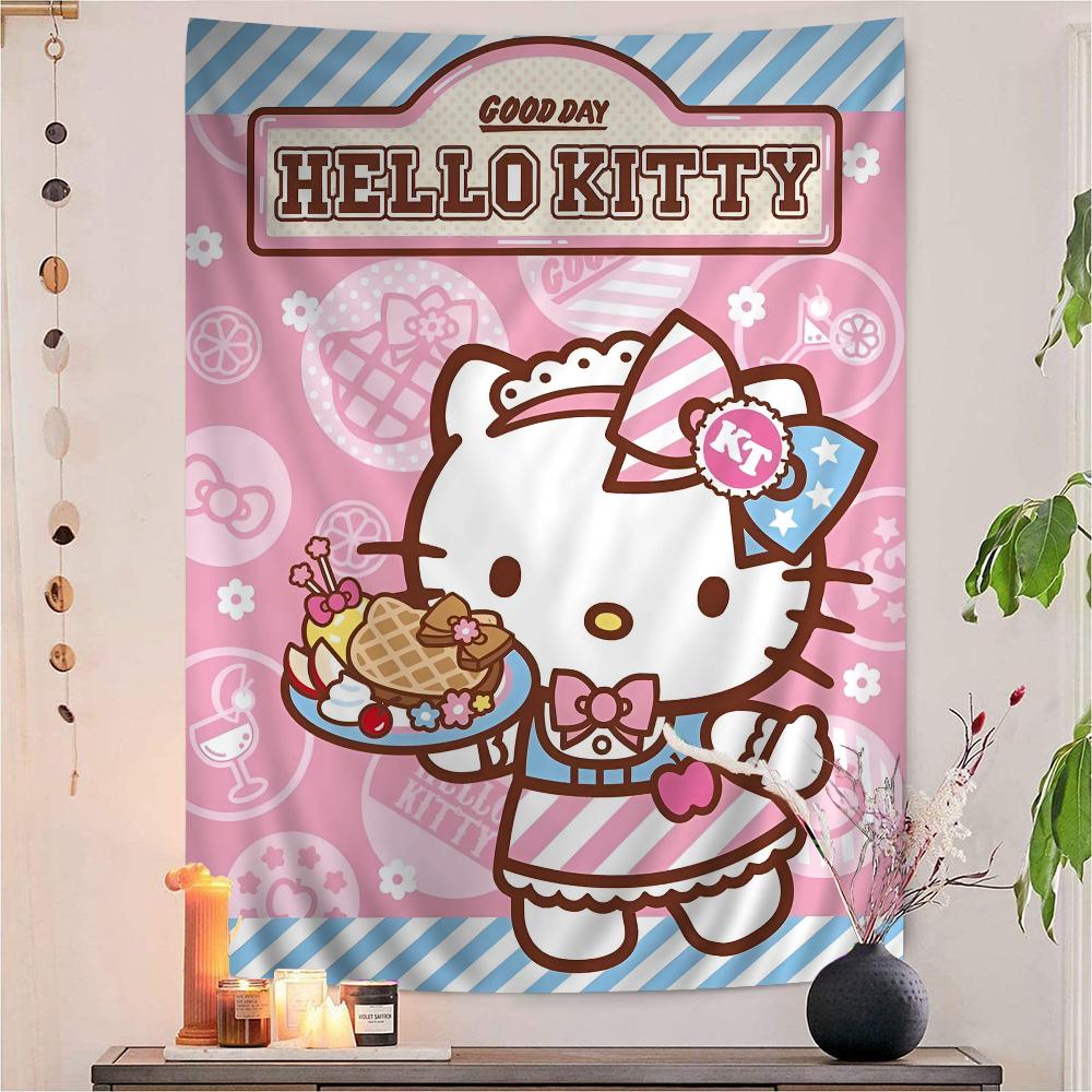 

HHello KKitty Anime Tapestry Hippie Flower Wall Carpets Dorm Decor Wall Hanging Home Decor 74x94cm(29x37in)