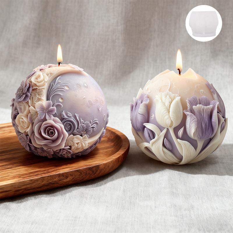 1PC Moon Flower Aromatherapy Candle Silicone Mold DIY Flower Relief Expanded Fragrance Gypsum Ornament Grinding Tool