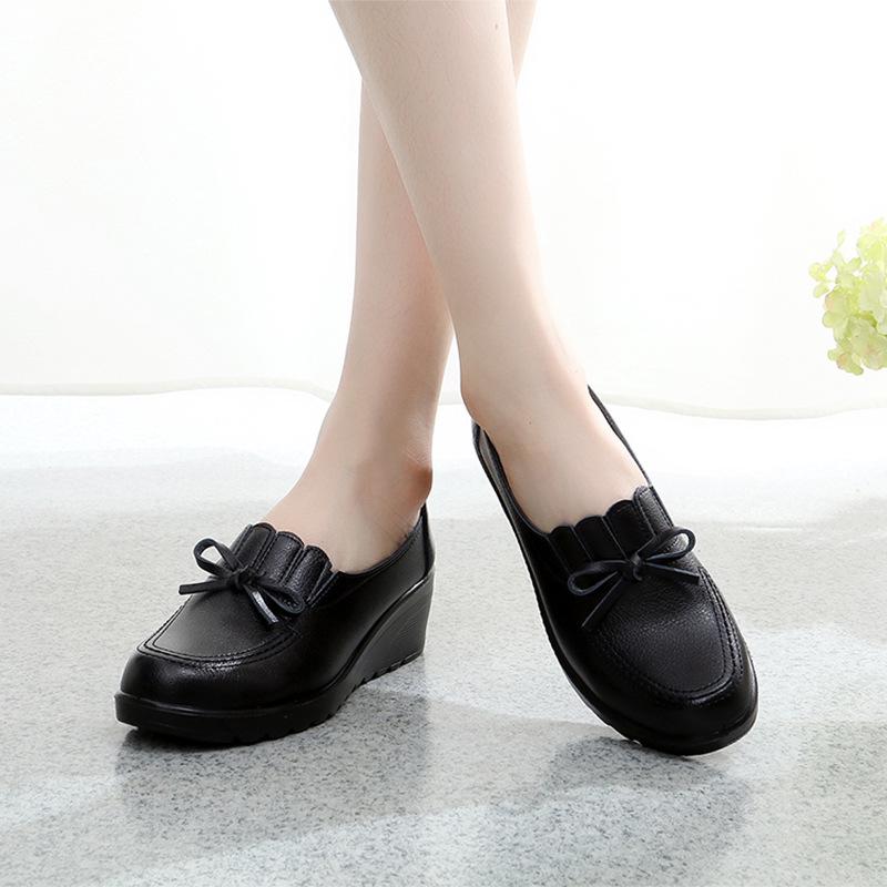 Pantofi pentru mamă Pantofi singuri de vârstă mijlocie și bătrâni Pantofi de lucru cu platformă cu toc mijlociu