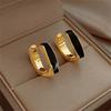 France Light Luxury Enamel Thick Rhinestone Hoop Earrings for Women Stainless Steel Huggie Ear Party Zircon Wholesale