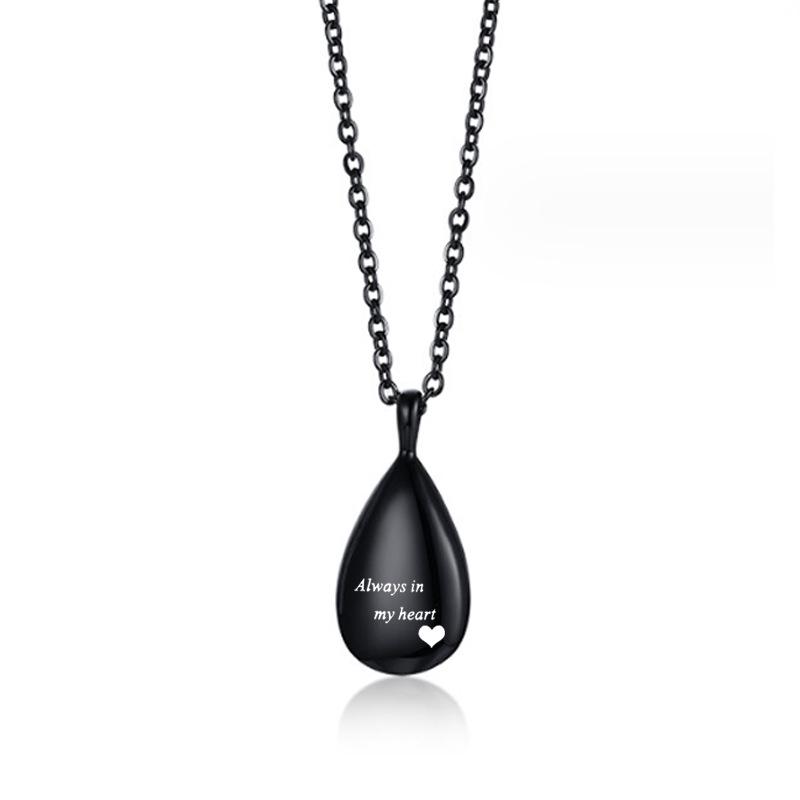 Elegant Teardrop Cremation Urn Necklace - Stainless Steel Memorial Pendant for Women