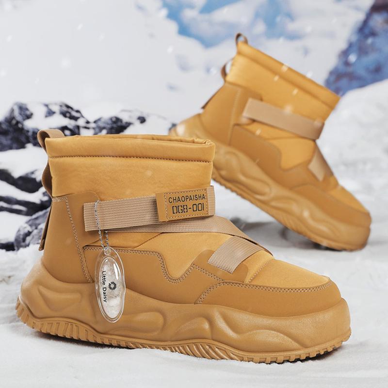 Men's Winter Boots with Fleece Lining Anti-slip Fashionable Versatile and Trendy Men's Cotton Shoes
