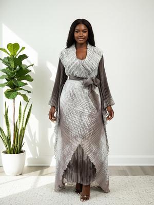 Plus Size Women's Printed Banquet Evening Gown Set - European & African Style