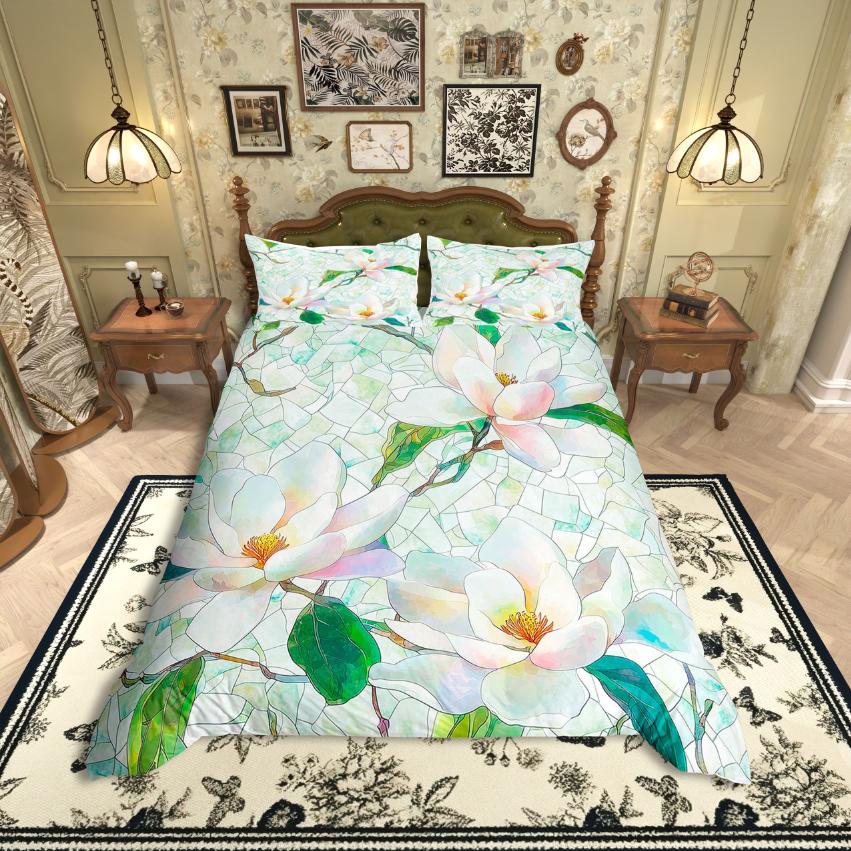 

Comforter Homewish Ancient Glass Rainbow Abstract Flower Comforter Setorange Purple Bed Set For Girl Teens Comforter (quilt)-EU Single(135*200cm)3pcs