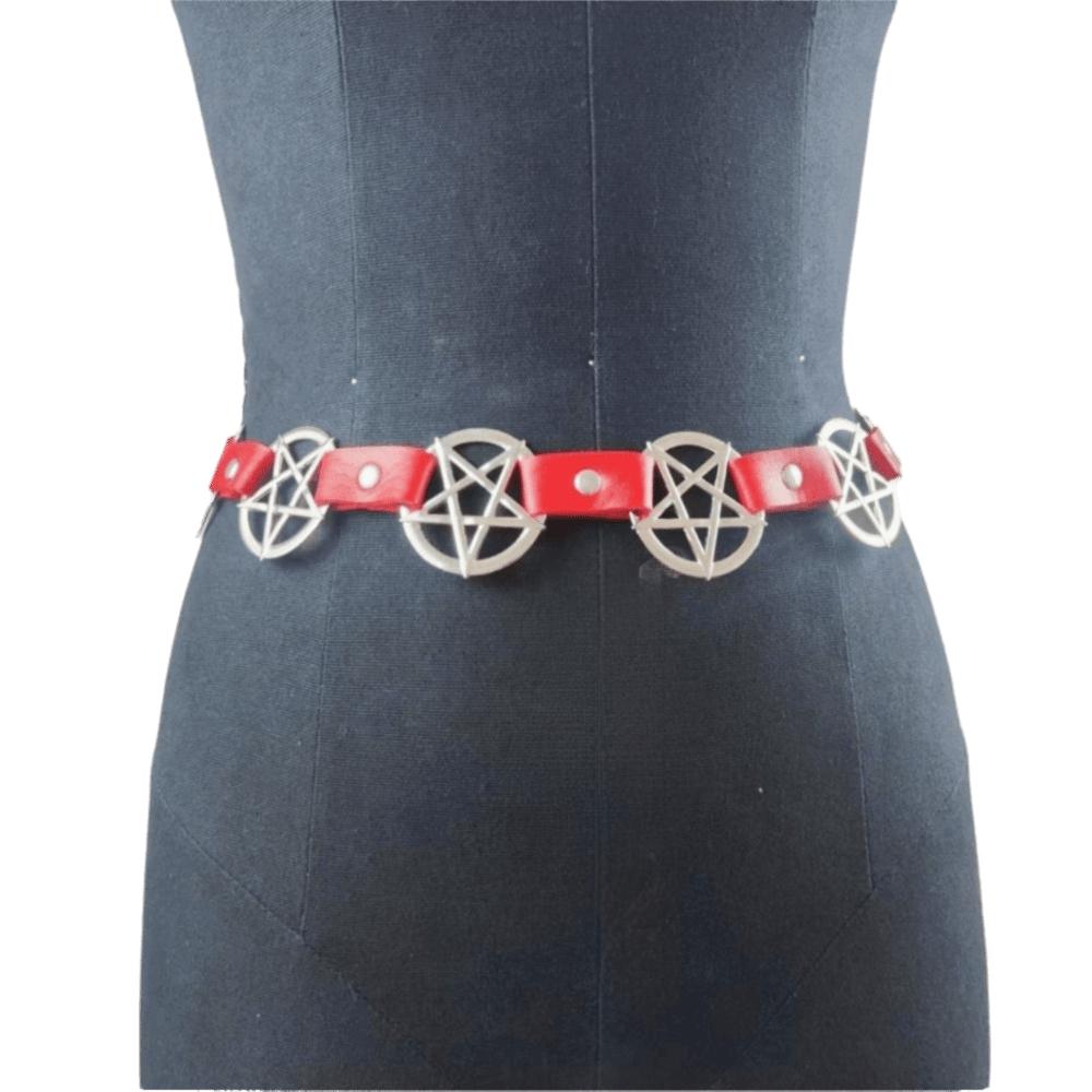 Y2K Pentagram Metal Chain  for Women Streetwear Dress Waist Accessory