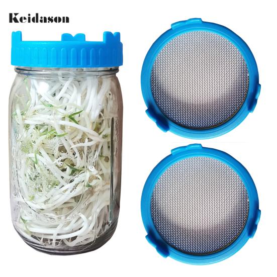 Durable Fine Holes Bright Color Sprout Lid Mason Jar Plastic with Stainless Steel Screen for Household
