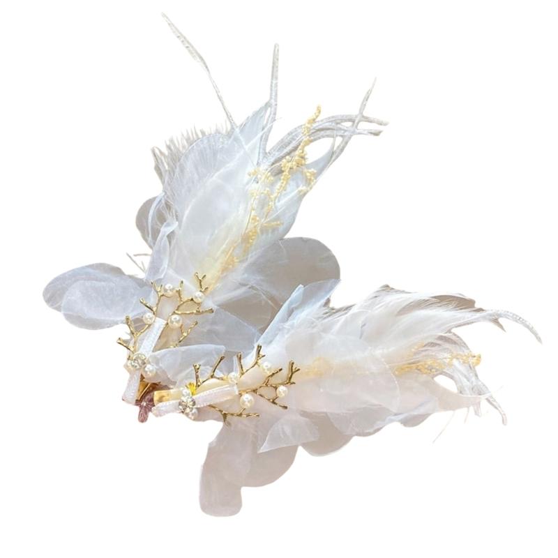 Feather Duckbill Hair Clip Side Hairpin Embroideried Wing Shape Hair Clip for Women Girl Hair Decoration Accessories