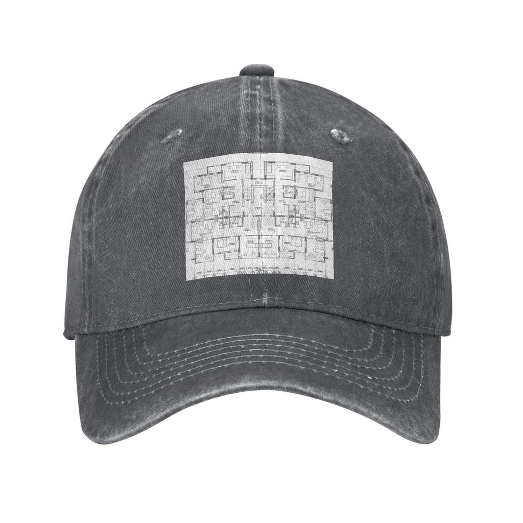 architectural one story private house blueprints and drawings Denim Fabric Cap Baseball Caps Hat Summer Unisex Baseball Hats
