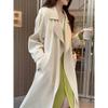 2026 Korean Style Long Drape Trench Coat - Elegant White for Spring & Autumn