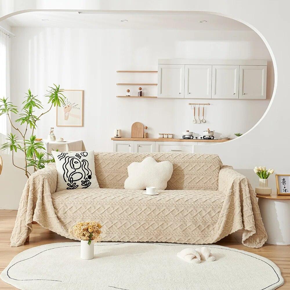 Moping Cat Feeling Plush Sofa Cover Blanket for All-inclusive Sofa Towel  Living Room Sofa Cover Anti-cat Scratch Couch Cover