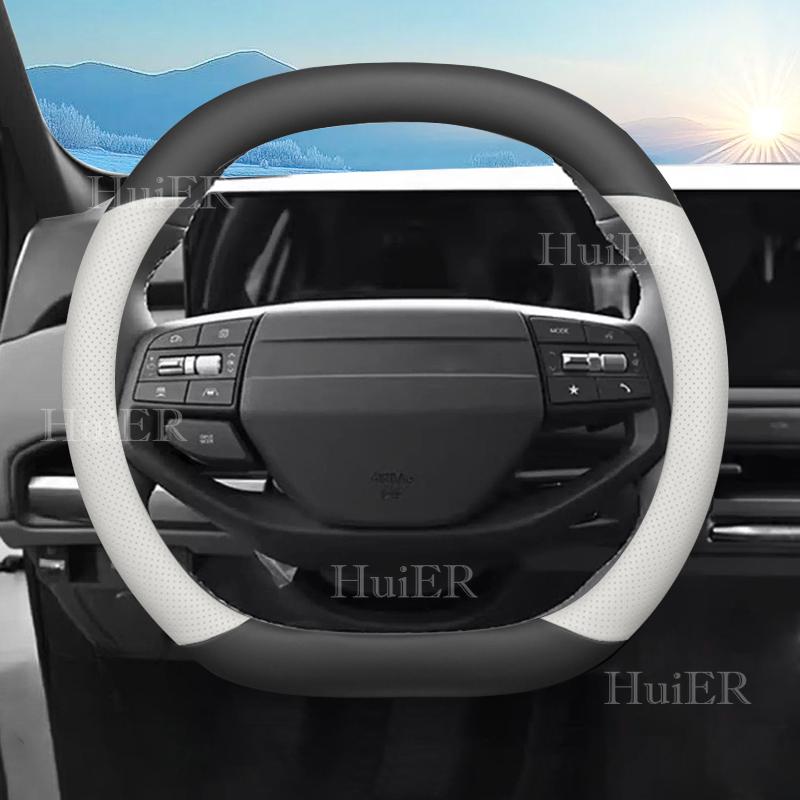 

Для KIA K4 2024 2025 2026 Чехол на руль автомобиля Ультратонкая кожаная защита руля Антицарапина Нескользящий Автоаксессуары Leather-Black White