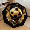 1PC Soccer Ball Gold Umbrella-8-Rib Reinforced, Automatic Open, Lightweight & Durable, Cute Fashion Accessory for Outdoor-Y0344