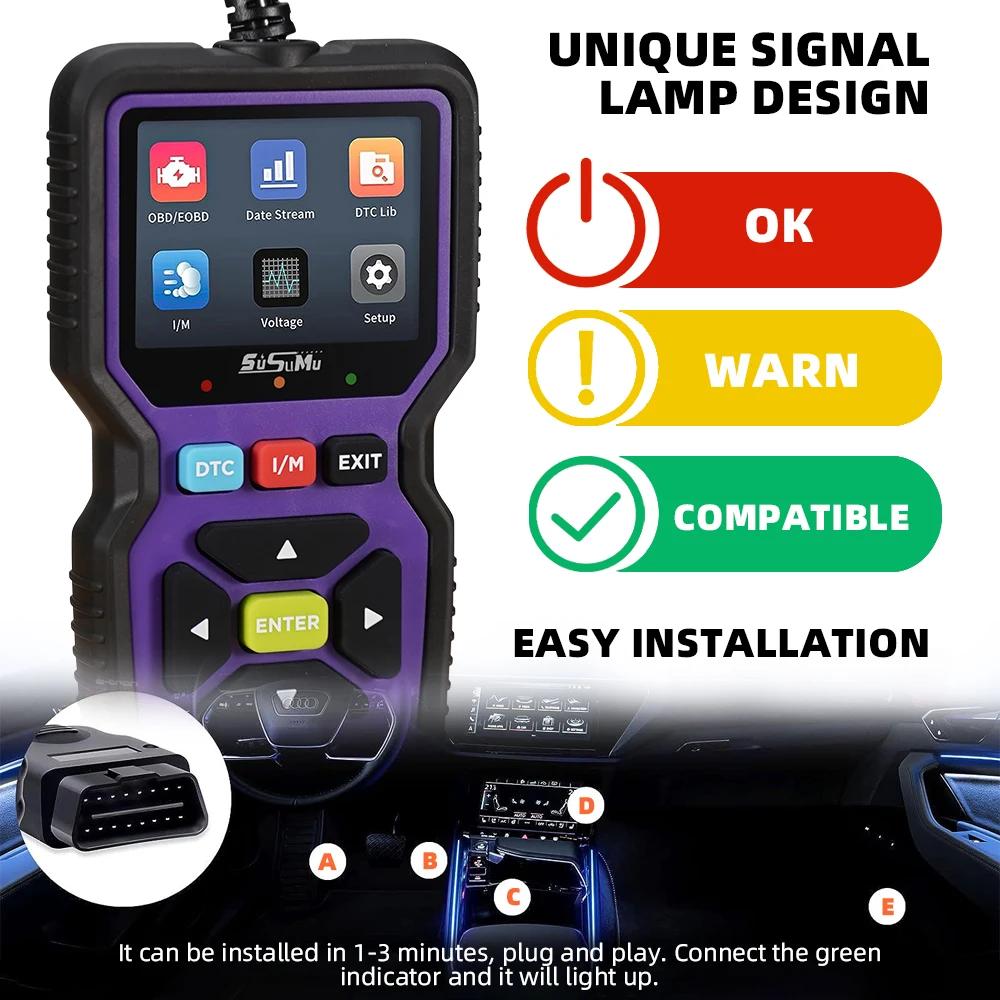 Car OBD2 Scanner Classic Enhanced Mode 6 Engine Fault Code Reader OBDII CAN Diagnostic Scan Tool One-Click Smog Check DTC Lookup