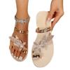 Sandali a ciabatta estivi taglie forti da donna, infradito da spiaggia con fibbia piatta e strass floreali