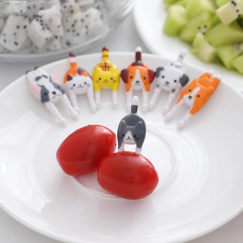 7Pcs Cute Mini Animal Cartoon Fruit Forks Lunch Bento Accessories Party Decor