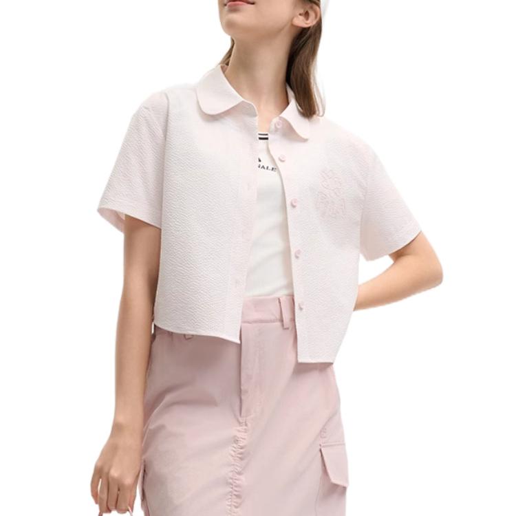 FILA X TIM LAHAN Collaboration Comfortable Fashionable Skin-Friendly Soft Short Sleeve Shirt Women shirts Pink F51W529403F-PK