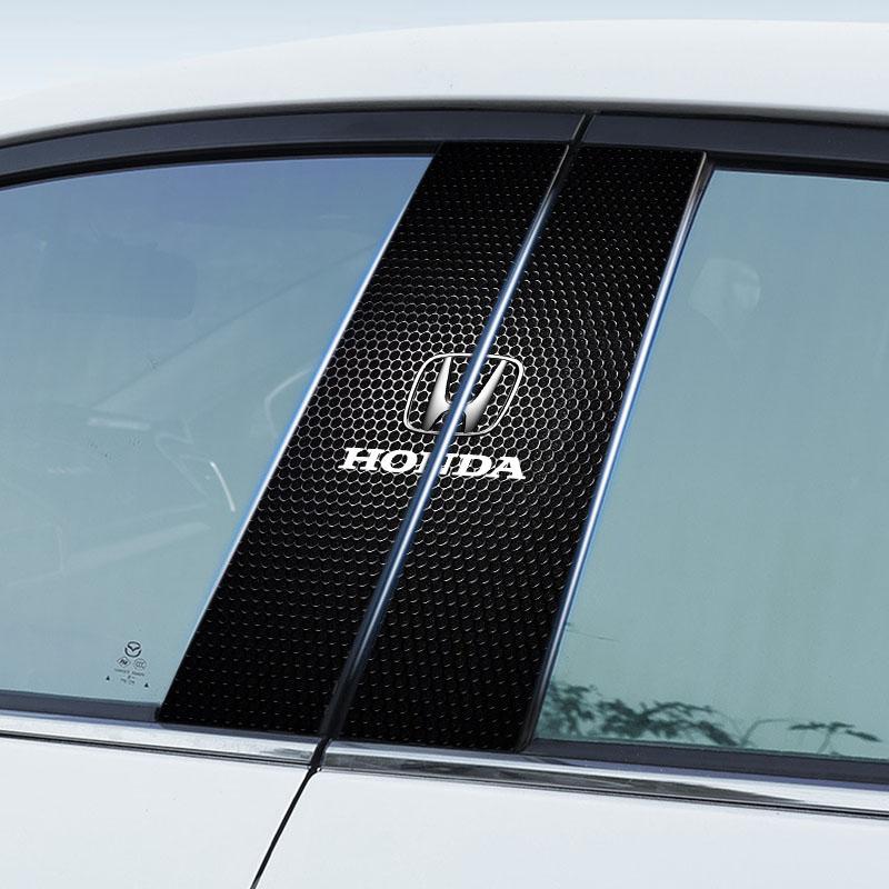 2Pcs Car Logo Center Pillar Protective Film Anti-scratch Sticker Decal For Honda Fit Mugen Insight Type S R VTEC Vezel RR SiPilot Fit XRV CRV HRV Dio