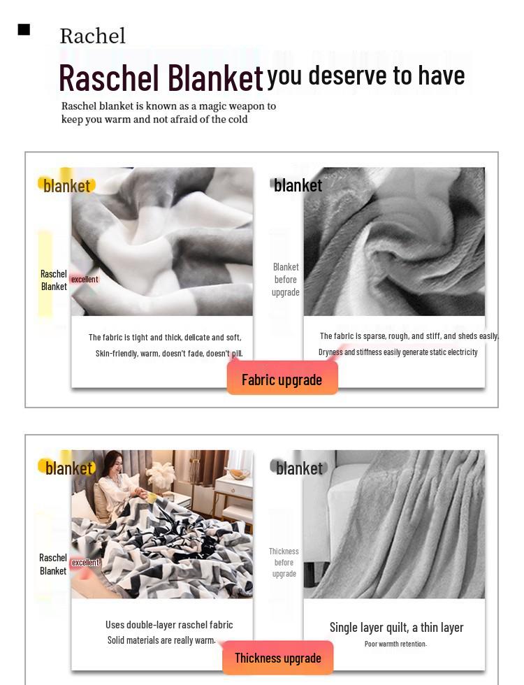 Double-Layer Thickened Raschel Blanket for Adults and Children