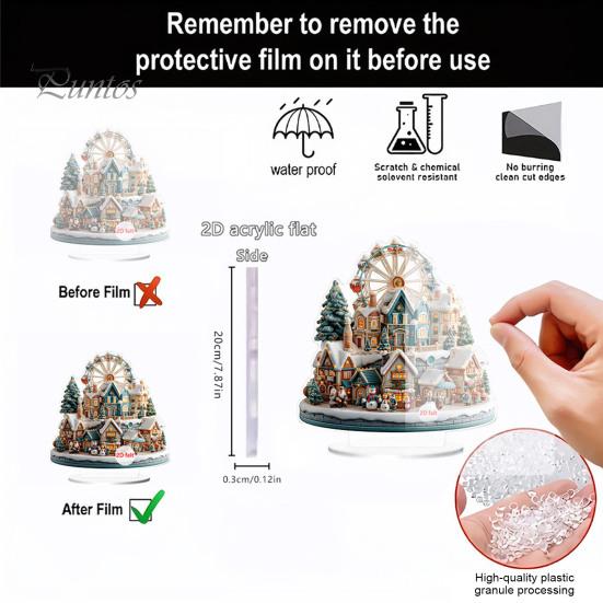 Christmas Tree Tabletop Decor 2D Acrylic Ferris Wheel Ornament for Holiday Tree, Festive Room Interior Decoration Display Board, Decoration,