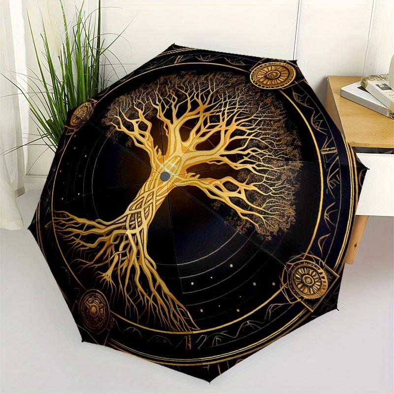 Golden Tree of Life Wall Art Decor - Spiritual Symbolism Poster Print Umbrella Day Gift Y272