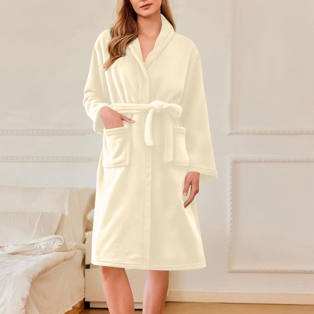 Women's Fleece Dressing Gown Women's Bathrobe Lightweight House Coat Bathrobe Plush