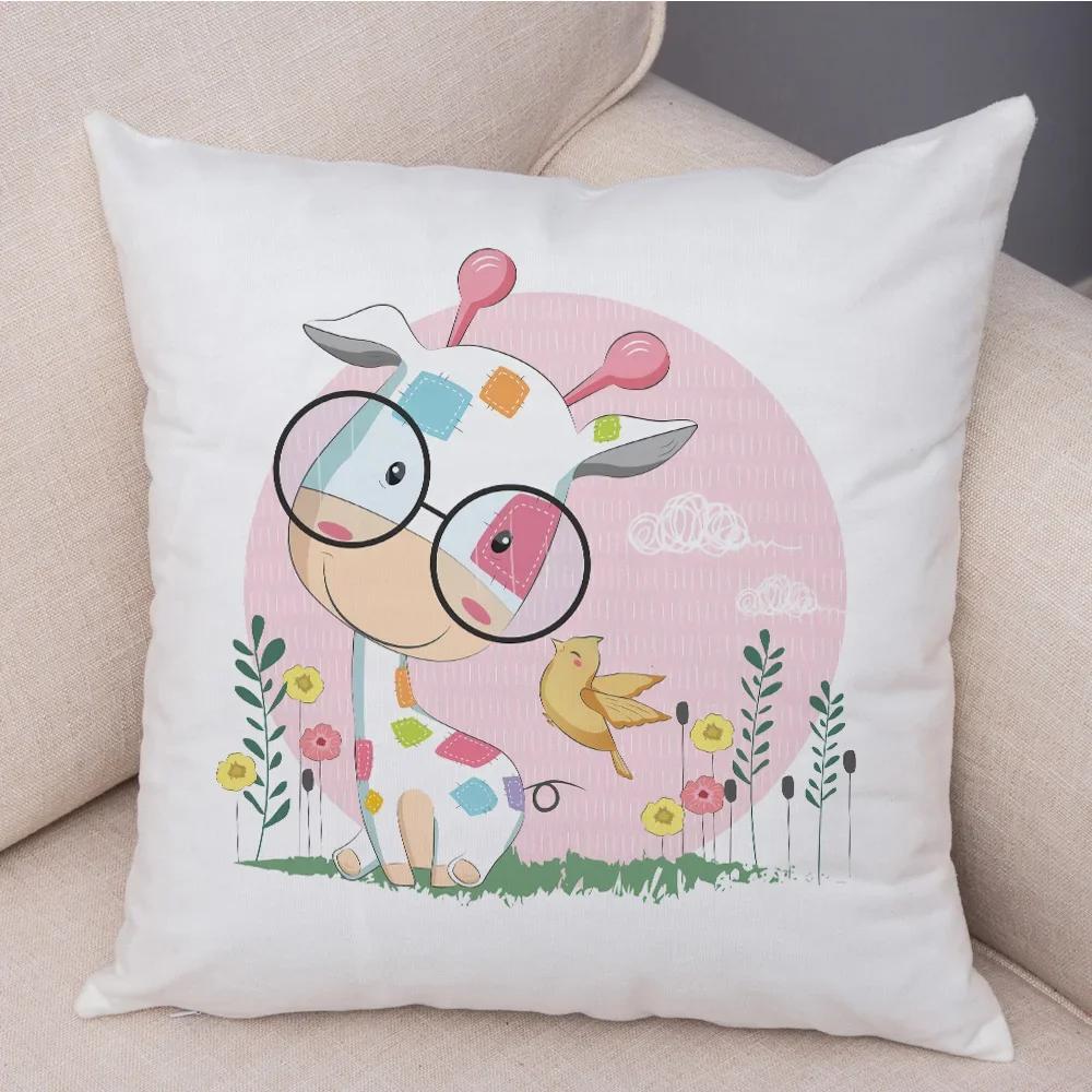 Super Soft Plush Cute Cartoon Giraffe Eleghant Lion Pillow Case Nordic Kids Room Decor Lovely Animal Cushion Cover for Sofa Home