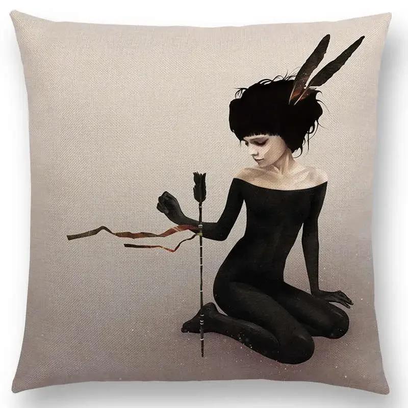 New Black White Style Wonder GirlSofa Pillow Case Elegant Lady Miracle Beauty Portrait Noble Mind Gorgeous Ideas Cushion Cover