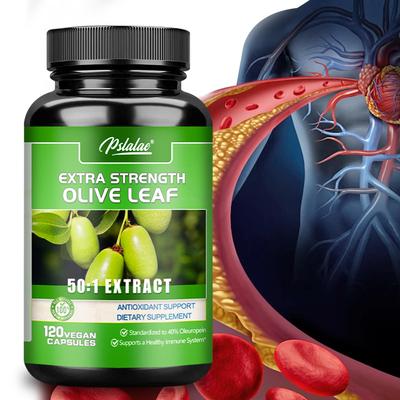Extra Strength Olive Leaf 50:1 Extract, 40% Oleuropein, Standardized 50X Concentrated Extract, 100% Vegetarian, 120 Capsules