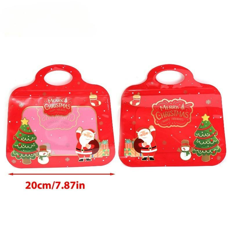 2/20PCS Self-Sealing Christmas Gifts Bag Snack Candy Cookie Packaging Bags Resealable Cartoon Santa Snowman Pattern Handbags