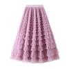 Fairy White Tulle Pleated Long Midi Skirt for Women - Spring/Autumn 2024 Collection.