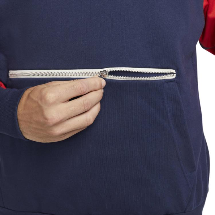 Nike American Retro Color Block Logo Print Long Sleeve Hoodie Men Hoodies Blue Red DV4934-410