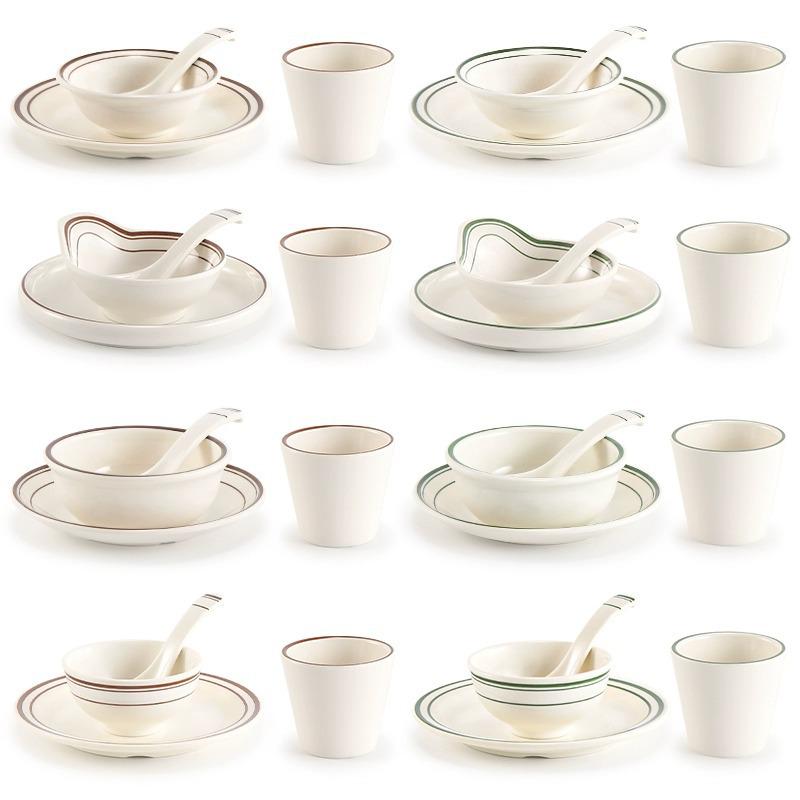 Melamine Four-Piece Table Set: Imitation Porcelain Plastic Bowls & Plates for Restaurants and Hotels