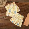 Kids 2-Piece Set 1-15Y Unisex Summer Casual Printed Viscose Cardigan+Shorts