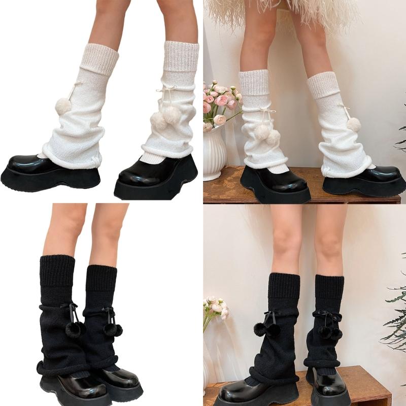 Fashionable Leg Warmer Sleeve Nylon Warm Foot Covers with Lovely Bows Suitable for All Ages