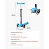 VEVOR Kick Scooter for Kids Ages 3+, 3-Wheel Toddler Scooter with Light-Up Wheels, Adjustable Height Handlebar, Wide Anti-Slip Deck
