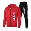 Pieces Set Women's Zipper Sports Suit Zipper Suits Seven Moons Print Jacket and Sweatpants
