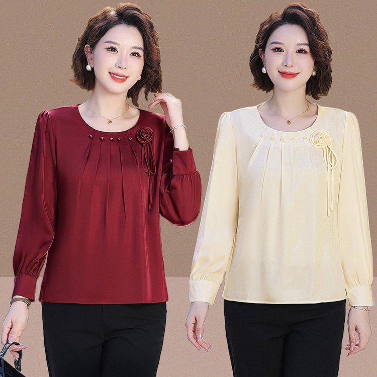 2025 Frühling/Herbst Damen Locker Langarm Übergröße T-Shirt - Neuer Chinesischer Stil Bauchbedeckendes Oberteil.