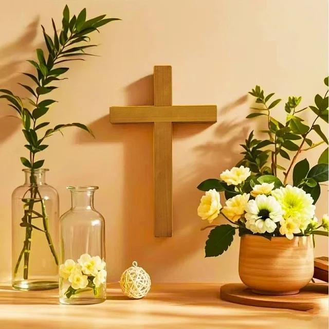 Wandkruzifix Kreuz Massives Kirschholz Dekoration 33cm Holzkreuze Zur Taufe Christliche Dekoration Kreuz Dekoration