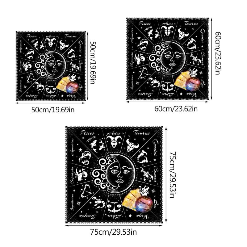 Quadratisches Flanell Tarot Altartuch Brettspielunterlage Astrologische Orakelunterlage Tischdecke Kartenmatte Wahrsagertischtuch