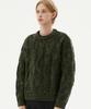 TRILLION Washable Big Cable Oversized Crew Neck Knit [Khaki]