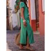 Summer Women's Elegant Long Dress, O Neck Short Sleeve Waist Tie Maxi Dress, European American Style Casual Party Long Dress