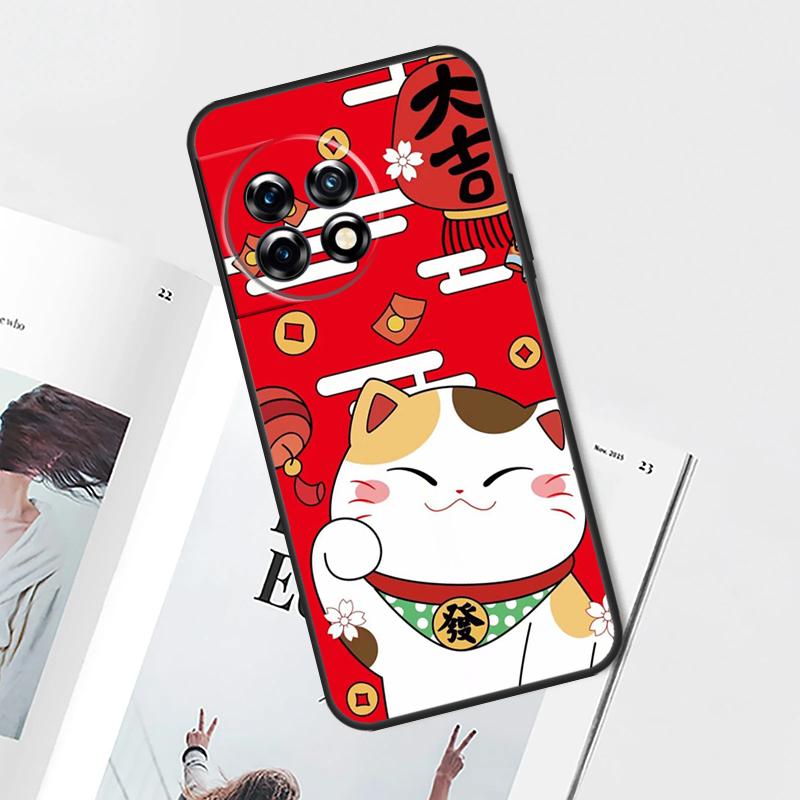 China cute lucky cat Case For OnePlus Nord CE 5 3 4 Lite N20 N30 OnePlus 15 13 12 11 10 Pro 12R 13R 10T 13T Cover