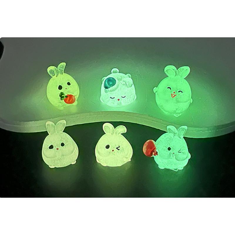 Cute Glowing Fat Bunny Resin Figurines Miniature Desk And Car Decor