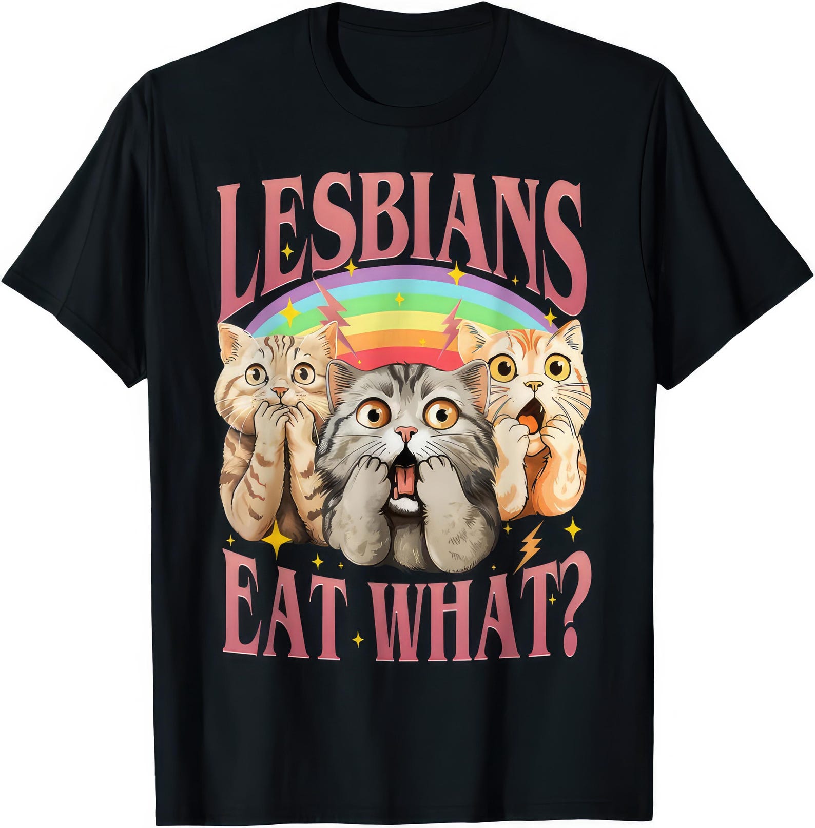 Lesbians Eat What? Funny Cat Rude T shirt 3XL