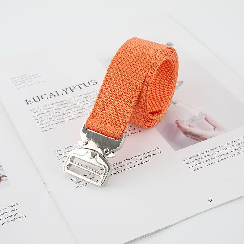 Solid Color Durable Canvas Belt With Fastopen Plastic Buckle For Leisure Sports