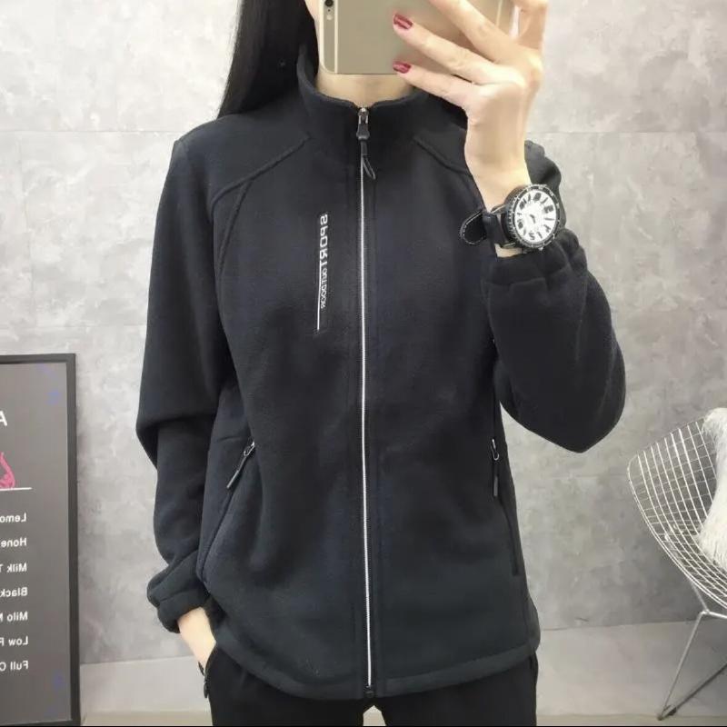 Casaco de lã de outono e inverno feminino casual casaco de lã gola alta cardigan grosso esportes ao ar livre quente com capuz top