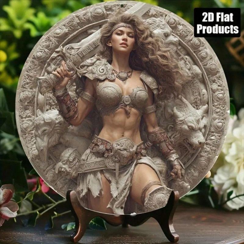 Metal Wall Art Poster Vintage Warrior Woman 20x20 cm Home Bar Garage Decor